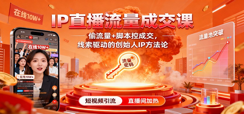 IP直播流量成交课：偷流量+脚本控成交，线索驱动的创始人IP方法论-摇钱树
